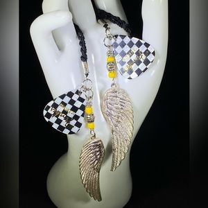 BFF Fender Guitar Picks and Angel Wings Bracelets